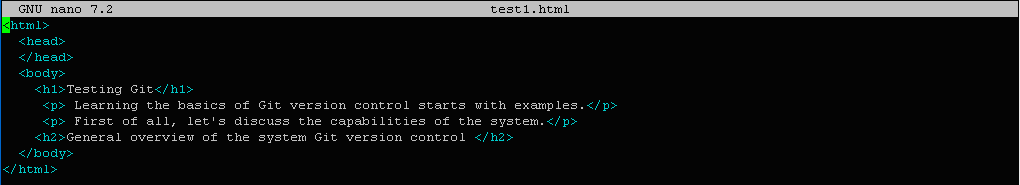 $ nano test1.html
