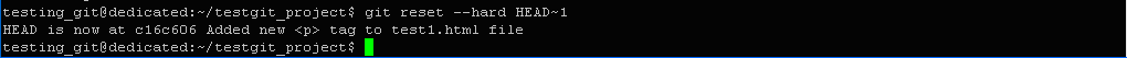 $ git reset --hard HEAD~1