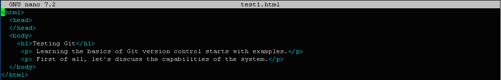 $ nano test1.html