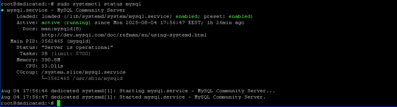 $ sudo systemctl status mysql