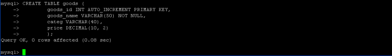 CREATE TABLE goods