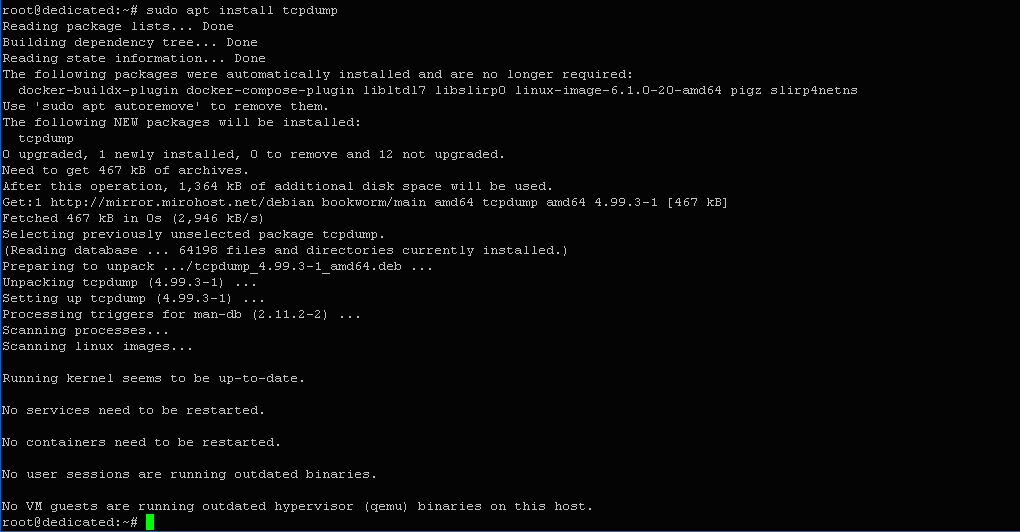 $ sudo apt install tcpdump