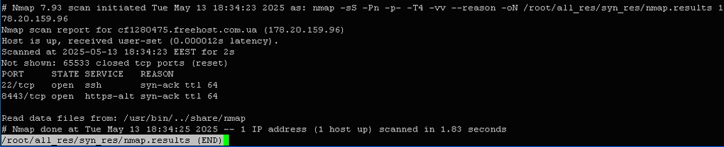 $ less ~/all_res/syn_res/nmap.results