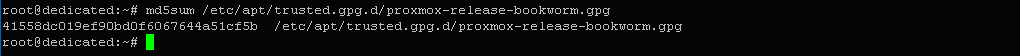 $ md5sum /etc/apt/trusted.gpg.d/proxmox-release-bookworm.gpg
