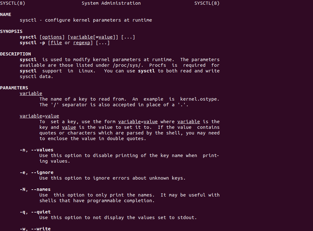  man sysctl