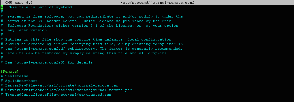 �������� ����� � ����� journal-remote.conf