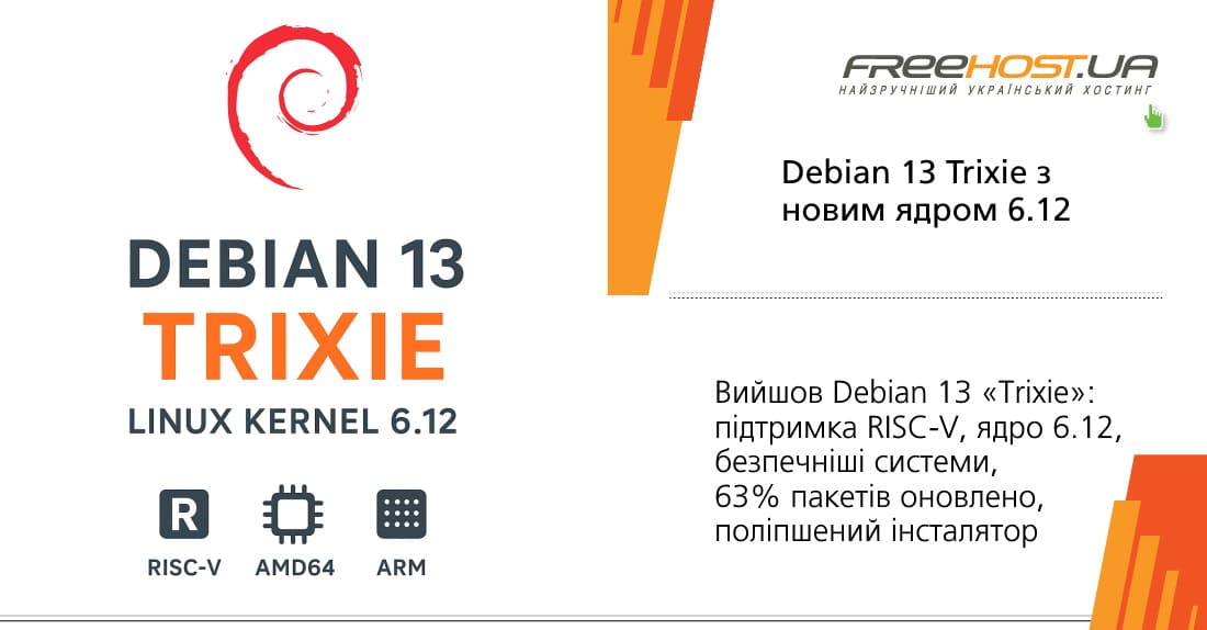 ����� ����� Debian 13 &laquo;Trixie&raquo;: ��������� RISC-V, ���� ??6.12, ����� ���������� �������, 63% ������� ���������, ������� ���������