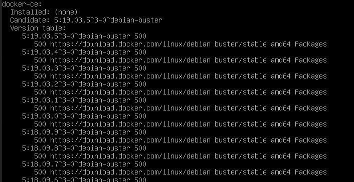 Терминал установки Docker