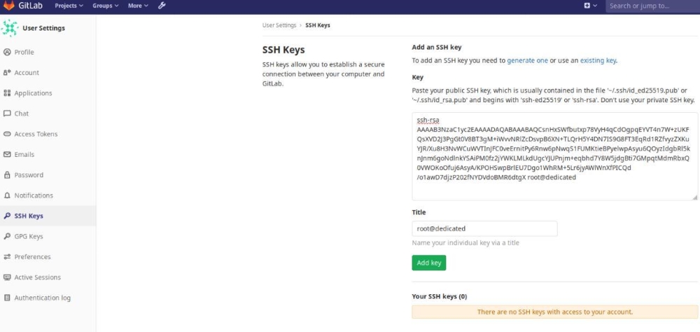 Учтановка доступа по SSH