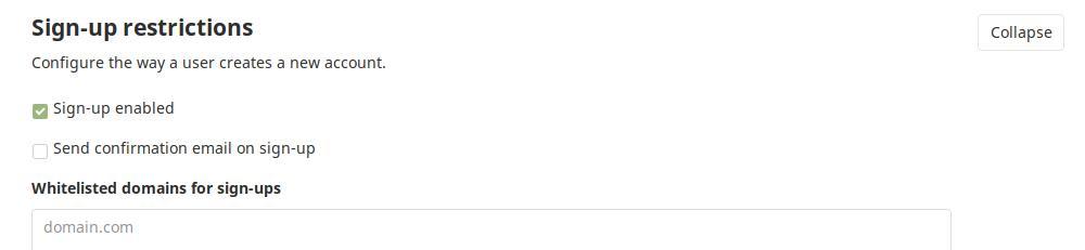 Раздел Settings в веб-окружении