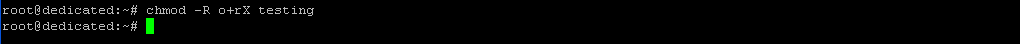 $ chmod -R o+rx testing