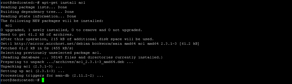 $ apt-get install acl