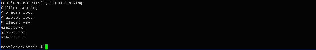 $ getfacl testing