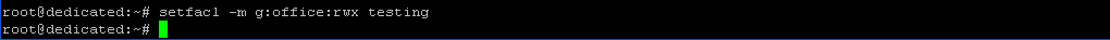 $ setfacl -m g:office:rwx testing