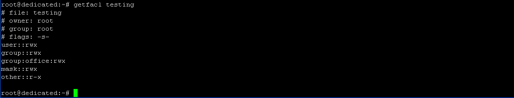 $ getfacl testing