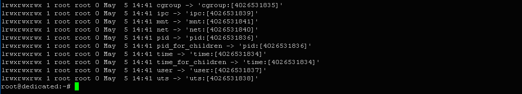 $ ls -l /proc/$$/ns