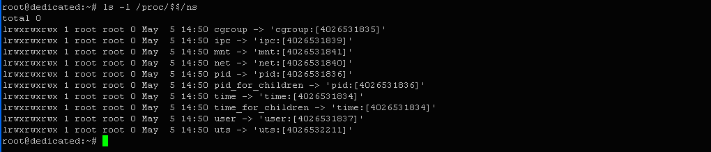$ ls -l /proc/$$/ns