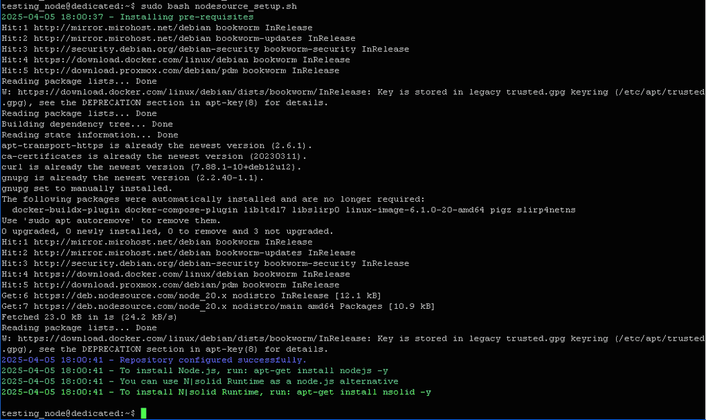 $ sudo bash nodesource_setup.sh