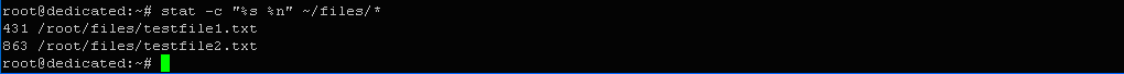 $ stat -c "%s %n" ~/files/*