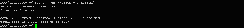 $ rsync -uvhr ~/files ~/synfiles/