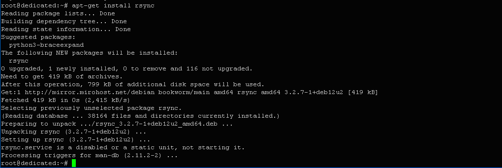 $ apt-get install rsync